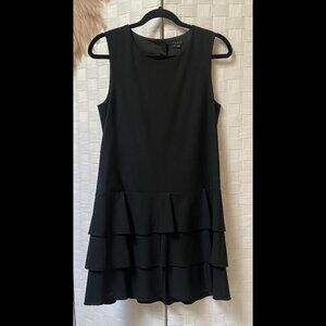 THEORY Black Wool Knee Length Ruffle Dress Size 4